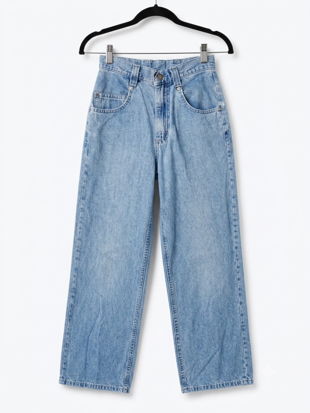 Vintage 90s Lee Pipes Wide Leg Skater Jeans Blue Denim Baggy 24 Waist